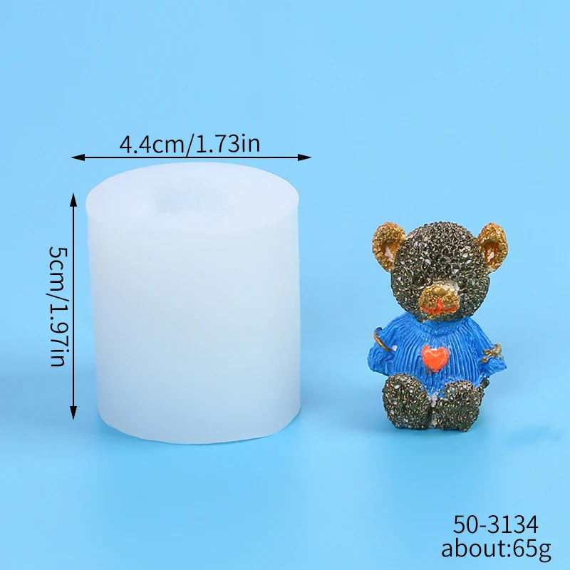 3D Bear Candle Silicone Mold DIY Heart Rose Cartoon Bear Aromatherapy Soap Gypsum Wax Clay Craft Ornament Making Gift Home Decor Zpaxo Heart 50-3134-D