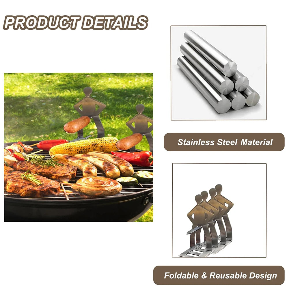 Stainless Steel BBQ Sausage Holder Reusable Dog Roaster Outdoor Zpaxo