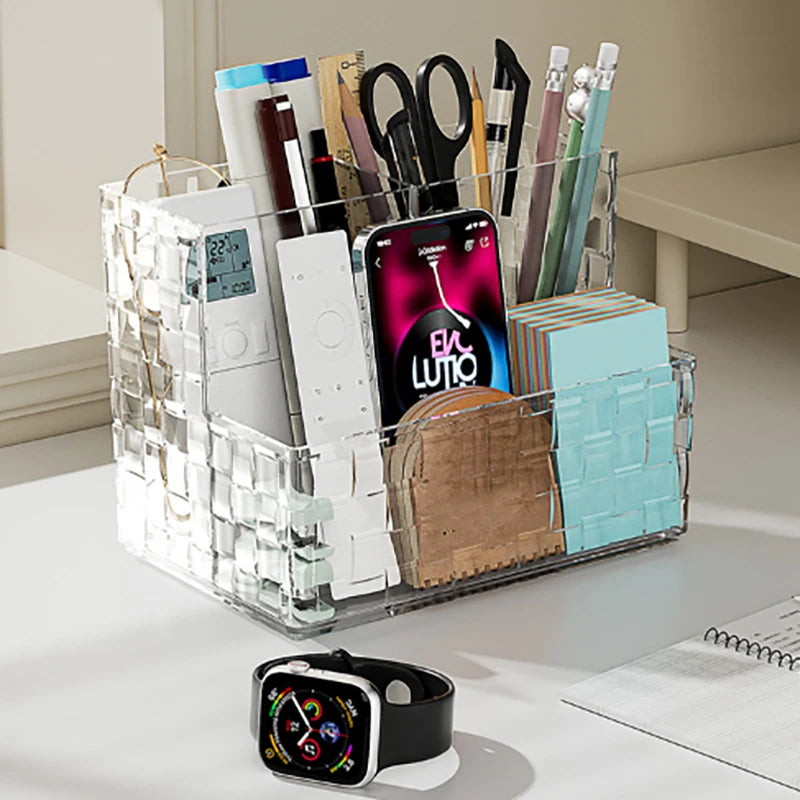 Light Luxury Transparent Desktop Storage Box Multi-grid Makeup Organizer Box Large Capacity Cosmetics Box Remote Control Holder Zpaxo