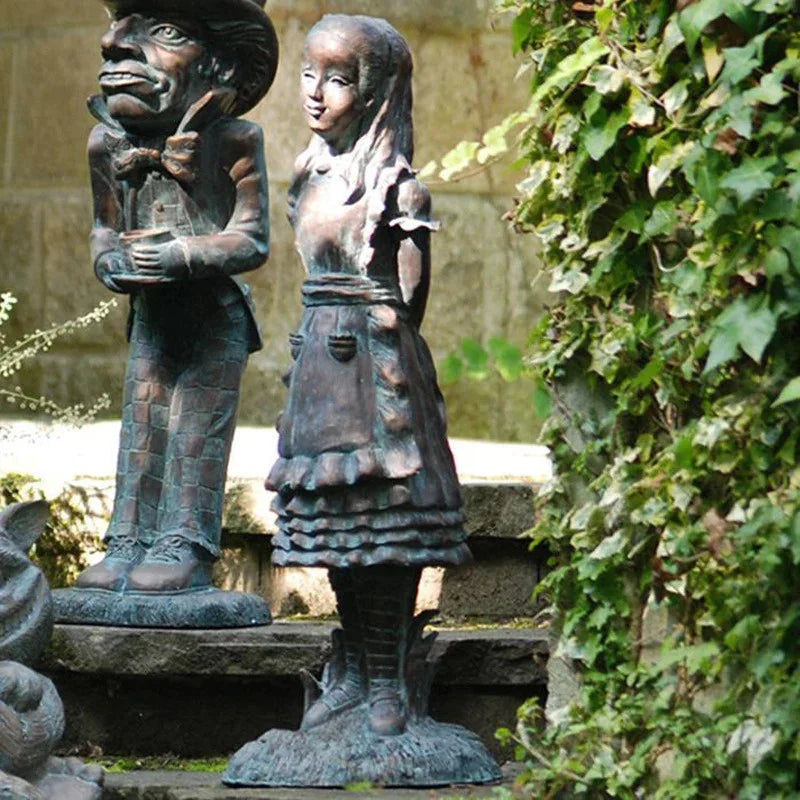 Alice's Adventures Wonderland Statue Resin Craft Ornament Garden