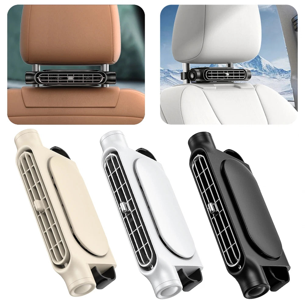 Car Headrest Cooling Air Fan 3 Speeds Adjustable Interior Rear Cooler