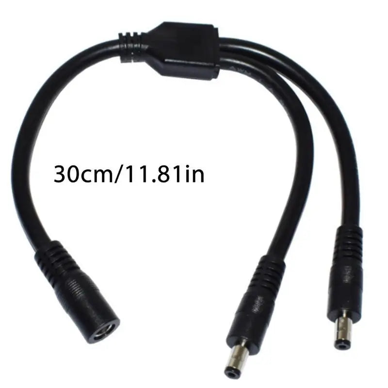 652F DC5525 Power Splitter Cable 1 Female to 2 Male 5.5mmx2.5mm Connector Cord for LED Strips Light and CCTV Cameras 23cm Zpaxo