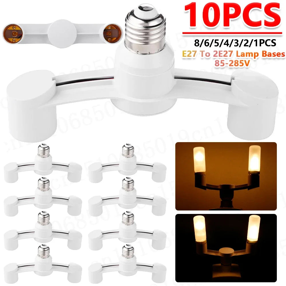 10- E27 2E27 Conversion Lamp Holder 85-285V Head Home Hotel Lighting Zpaxo