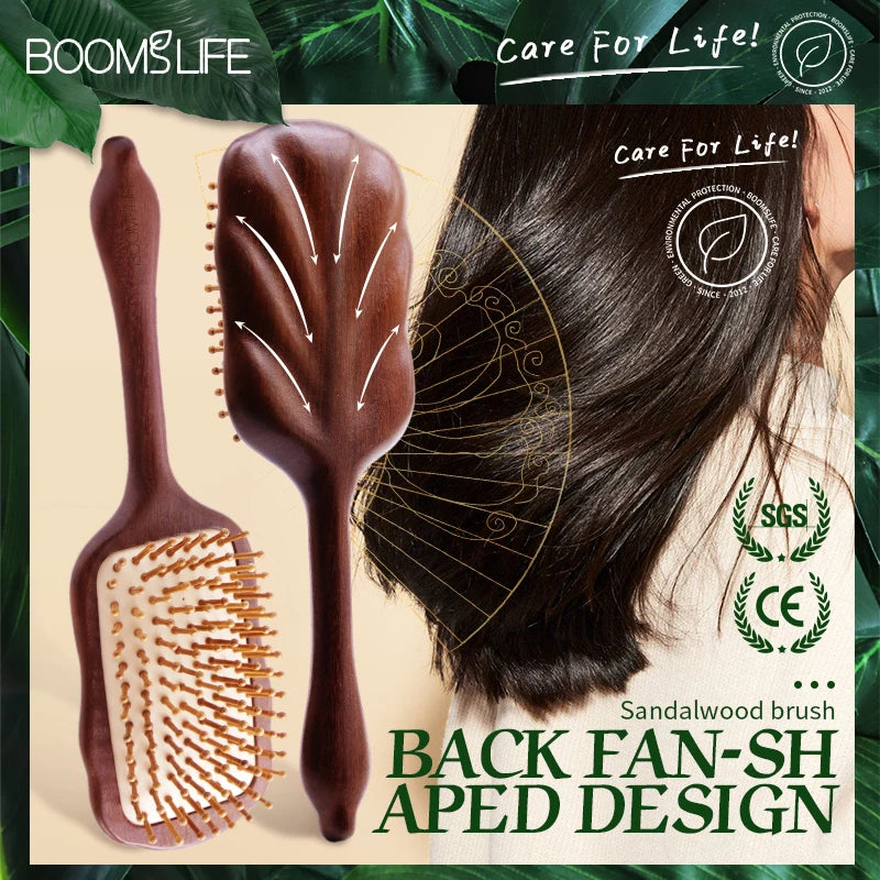 Luxurious Sandalwood Hair Brush Women Custom Wide Teeth Paddle Hairbrush Wooden Comb for Hair Massage Scalp Brush Brosse Cheveux Zpaxo