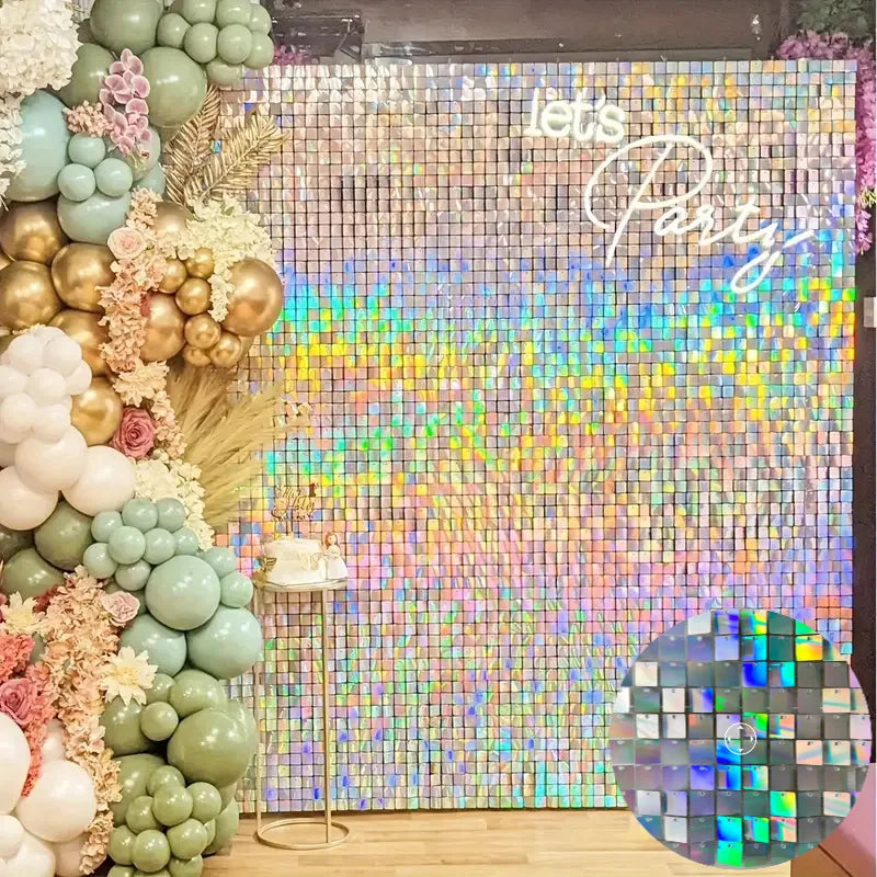 Colorful Glitter Square Shimmer Wall Backdrop Sequin Shiny Panels Zpaxo