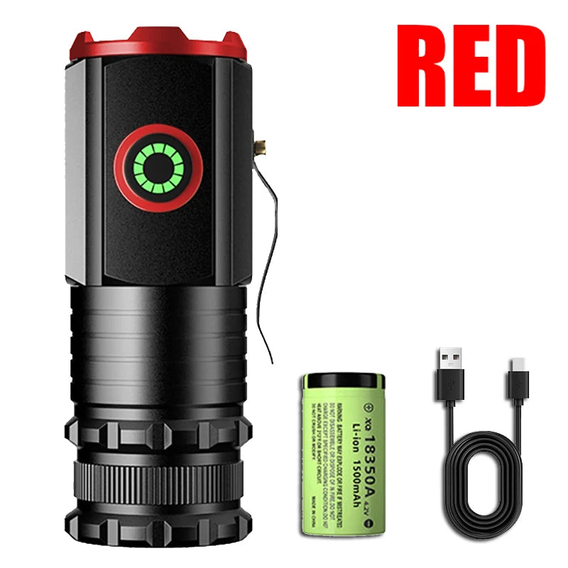 KDULIT 2000LM Mini EDC Flashlight | Type-C, IP68, Tail Magnet EDC Flashlight Zpaxo Red 1Pcs