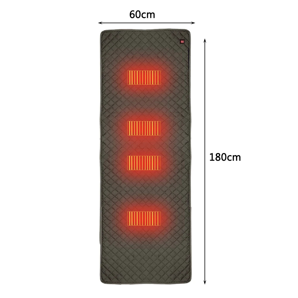 60X180cm Camping Tent Heated Mat Outdoor USB Electric Blanket 3 Level Adjustable Temperature Heater Cushion for Winter Travel Zpaxo