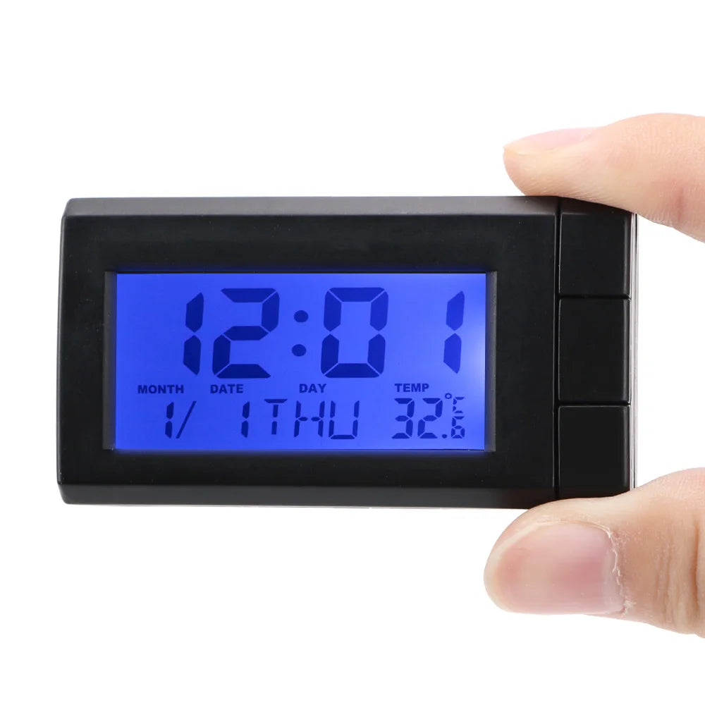 Car Ornaments LCD Digital Display Clock Temperature Electronic Auto