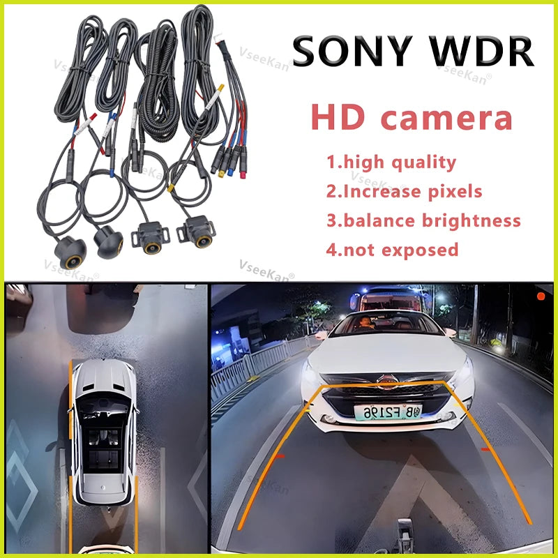 8K AHD 1080P 720P 3D 360 Panoramic Car Camera Rear+front+side Android