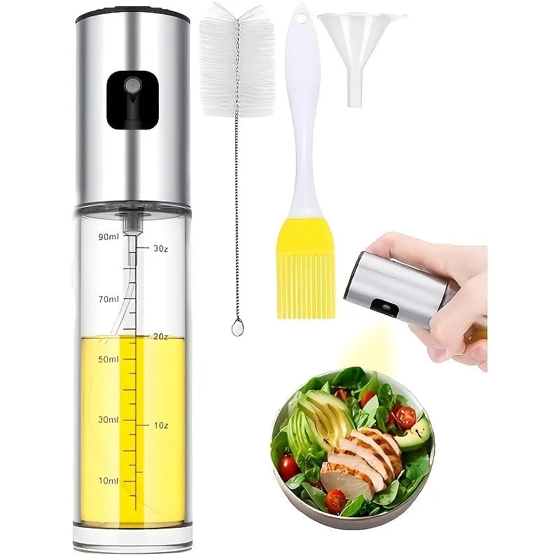 2in1 470ml Glass Spray Oil Sprayer Bottle Spray Oil Dispenser Oil Jar Cruet BBQ Kitchen Baking Roasting Picnic Kitchen Tool Zpaxo oil pot