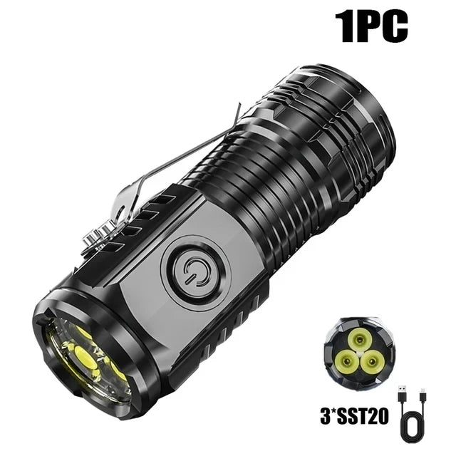 2000 Lumen LED Flashlight RGB Side Lamp Type-C Rechargeable Torch