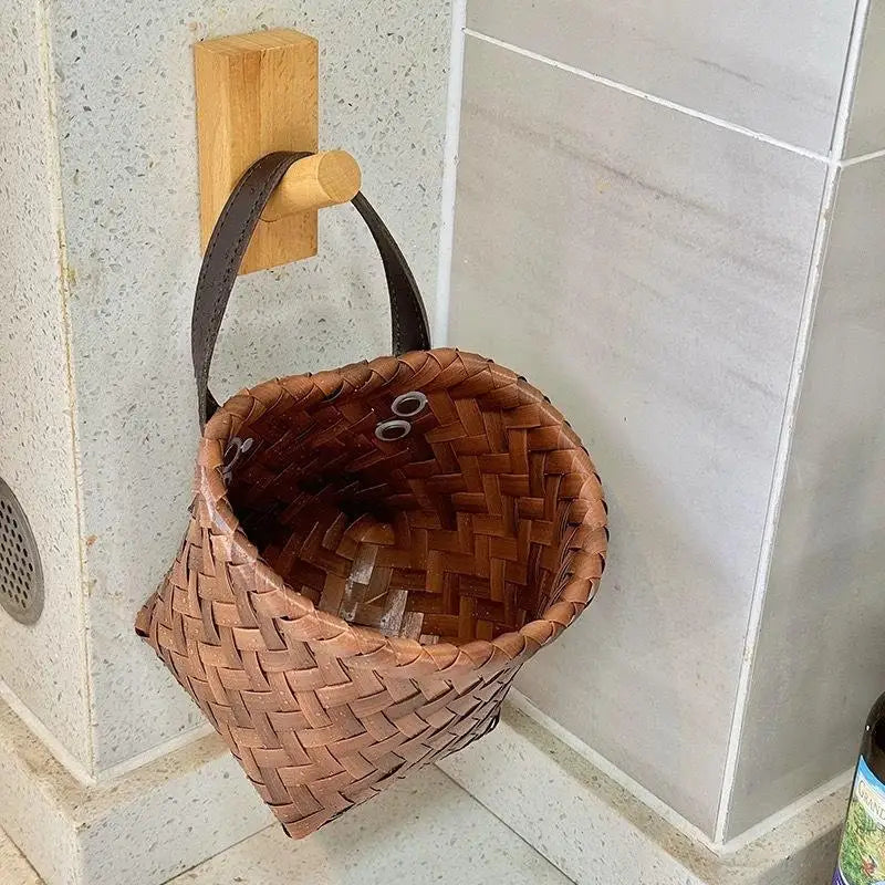 Boho Weaved Wall Hanging Basket Spices Fresh Produce Storage Zpaxo