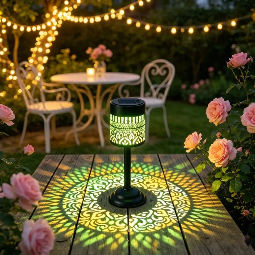This Large LED Mandala Solar Outdoor Light Comes Portable Stand Emits