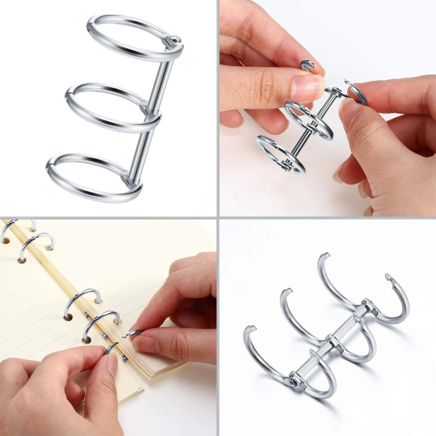 2/10Pcs 3-Rings Metal Loose Leaf Book Binder Rings for Travel Diary Photo Album Notebook Binding Spines Combs School Supplies Zpaxo