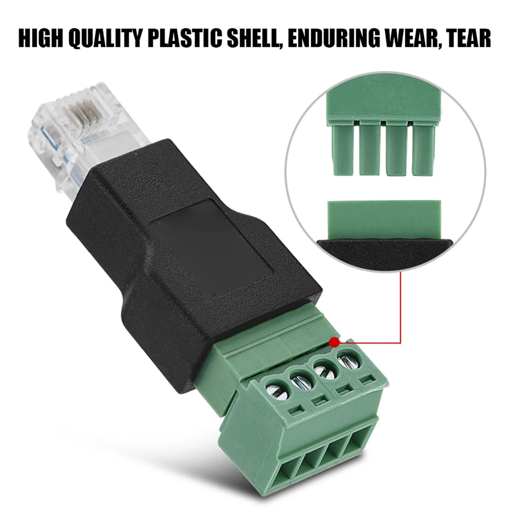 Ethernet Connector RJ11 6P4C Male 4 Pin Screw Terminal
