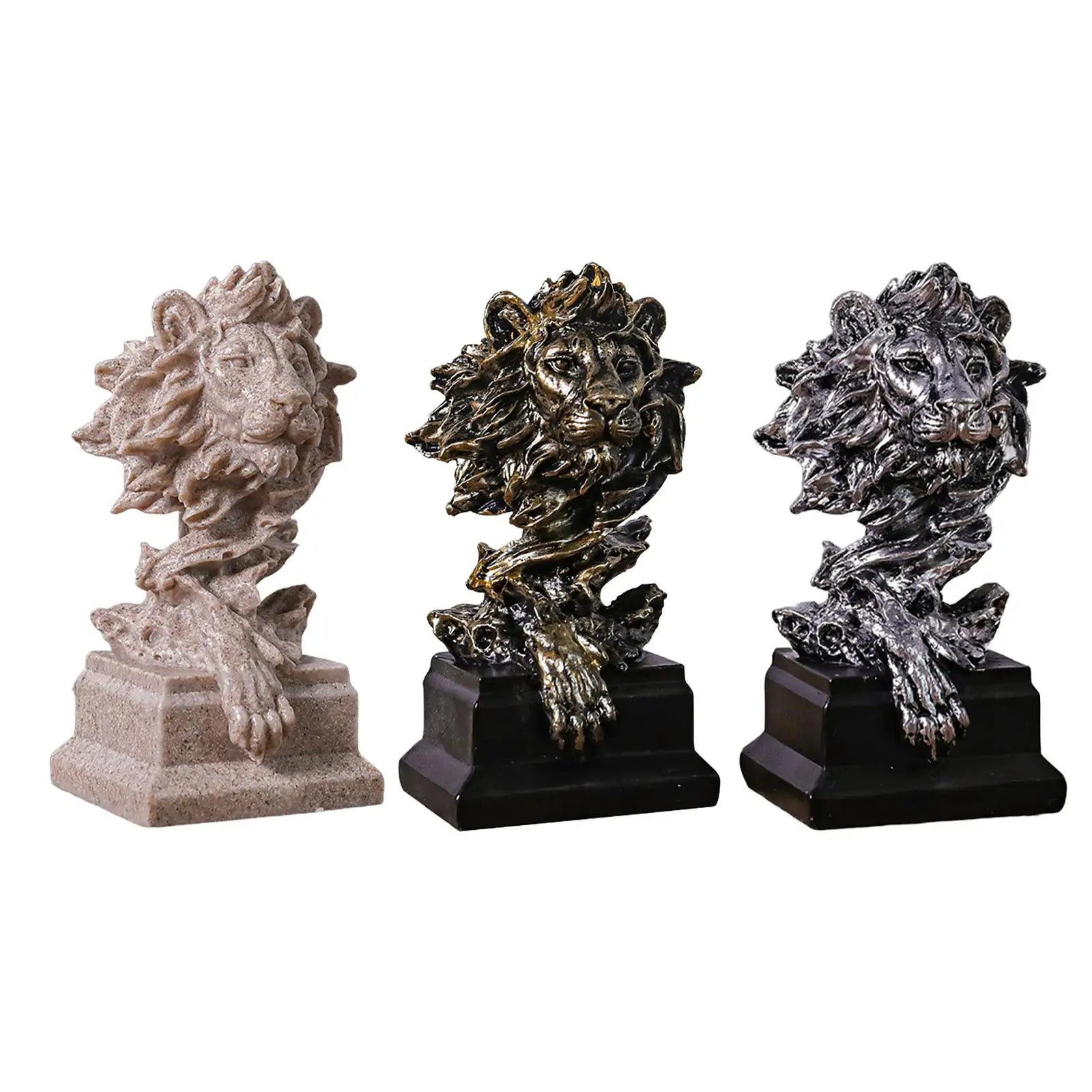 Lion Head Resin Statue – Decorative Tabletop Figurine Decorative Figurine Zpaxo