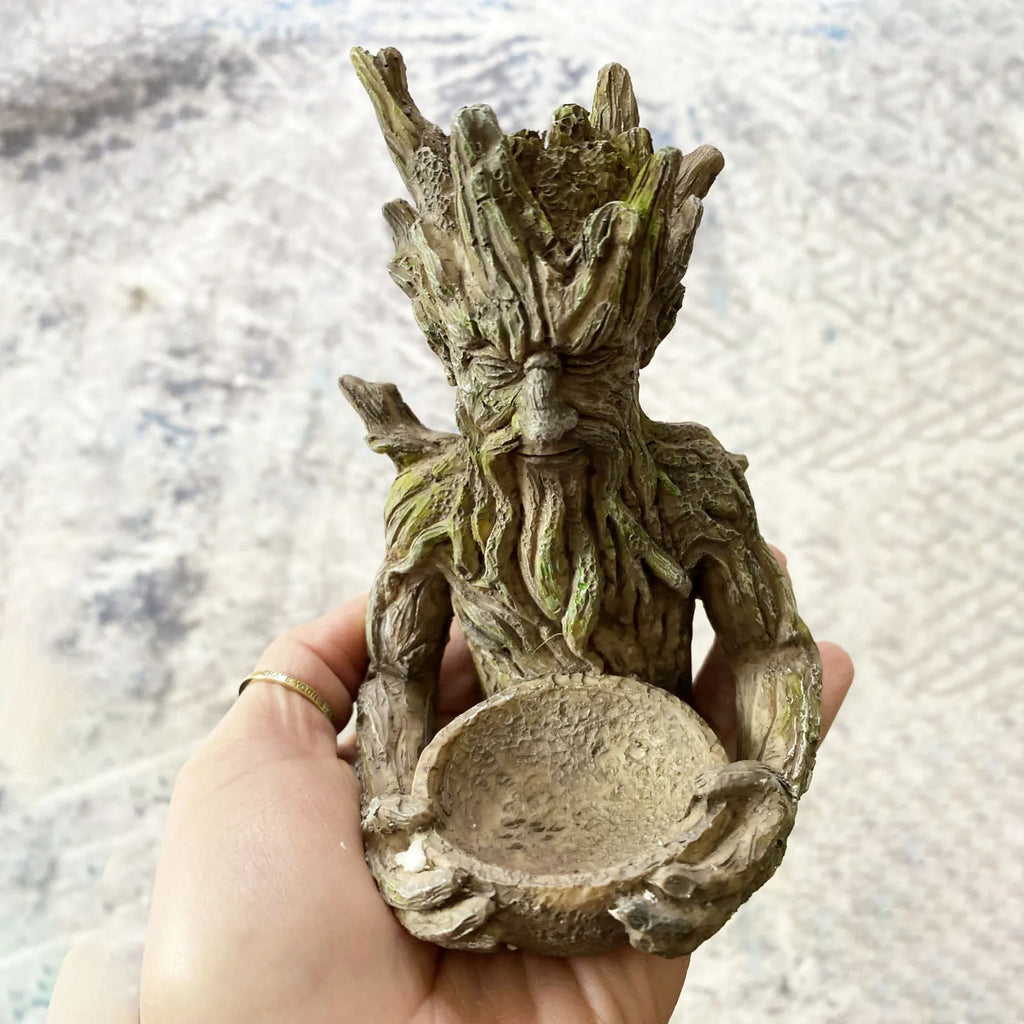 Tree Bird Feeding Sculpture Tree Faces Outdoor Tree Bird Feeder Garden Statue Outdoor Hanging Feeding Station Backyard Art Decor Zpaxo