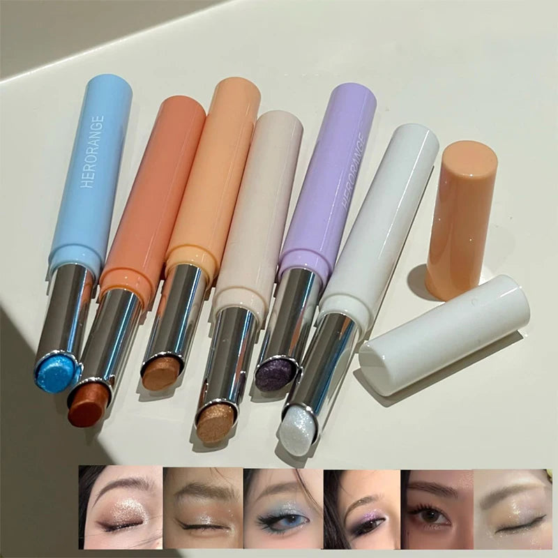 Punk Purple Glitter Eyeshadow Stick Pearlescent Highlight Shadow Stick Waterproof Lasting Shimmer Metallic Eyeshadow Makeup Zpaxo