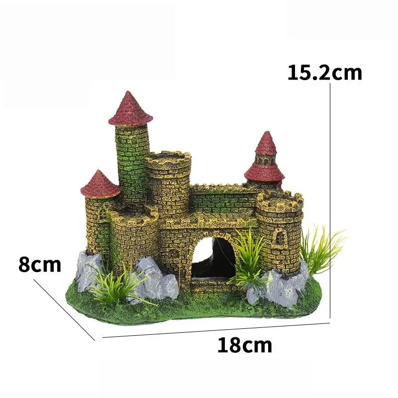 Artistic Castle Shaped Resin Rockery One Aquarium Decor Fish Tank Zpaxo 18CM