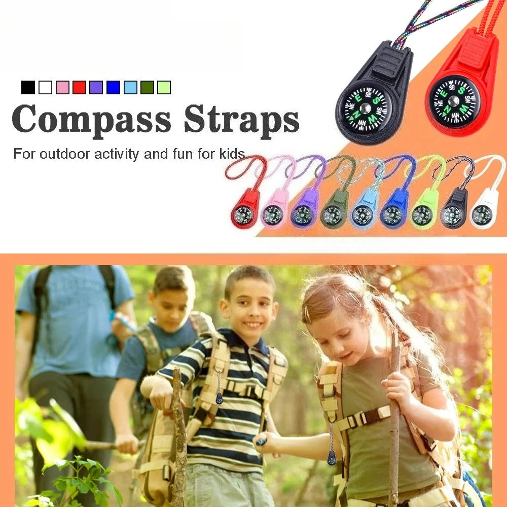 Colorful Survival Keychain Zipper Pull Mini Compass Outdoor Backpack Zpaxo