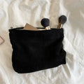 Corduroy Large Capacity Travel Cosmetic Bag Portable Women's Makeup Organizer Zipper Storage Clutch Purses Zpaxo Black