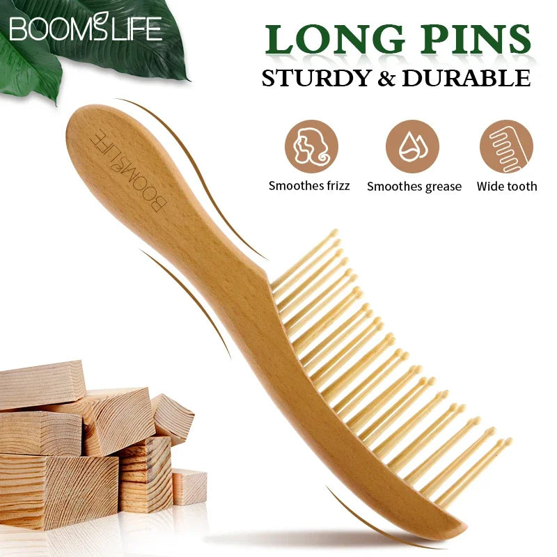 BOOMSLIFE Wide Tooth Wood Comb – Anti-Static & Scalp Massage Wood Hair Comb Zpaxo