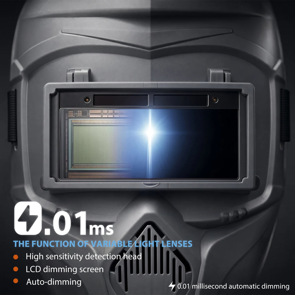 Professional Auto Darkening Welding Helmet, Adjustable Shade 9-13 Welding Mask with Silicone Nose Pad, Breathable Padding Hood Zpaxo