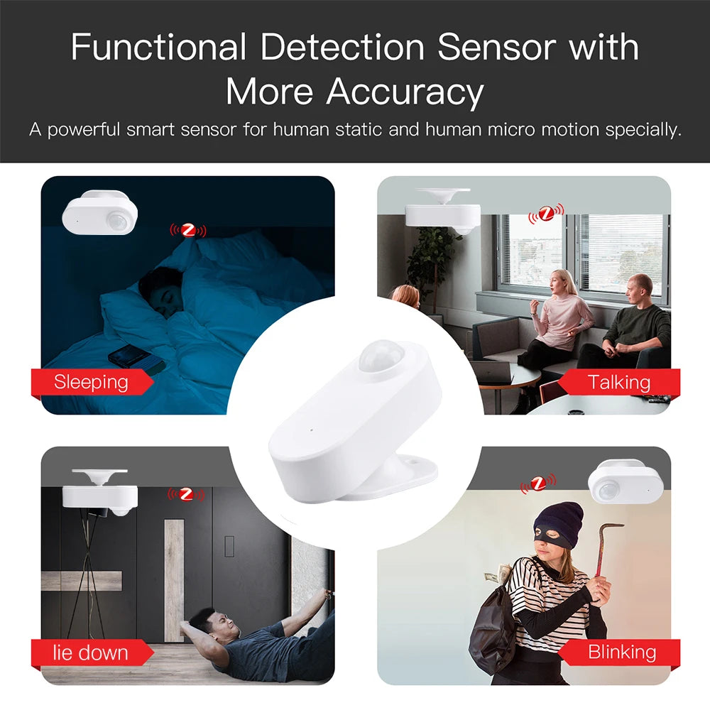 ZigBee Human Presence Sensor 24G MmWave Radar Motion Movement Occupancy Detector Battery Powered Tuya Smart Life Home Automation Zpaxo