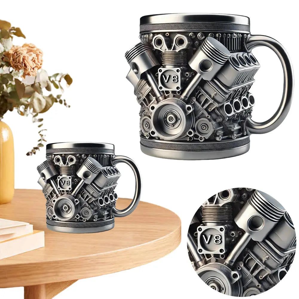 Car Engine Coffee Cup Stainless Steel Mug Cocktail Gifts Men Lovers