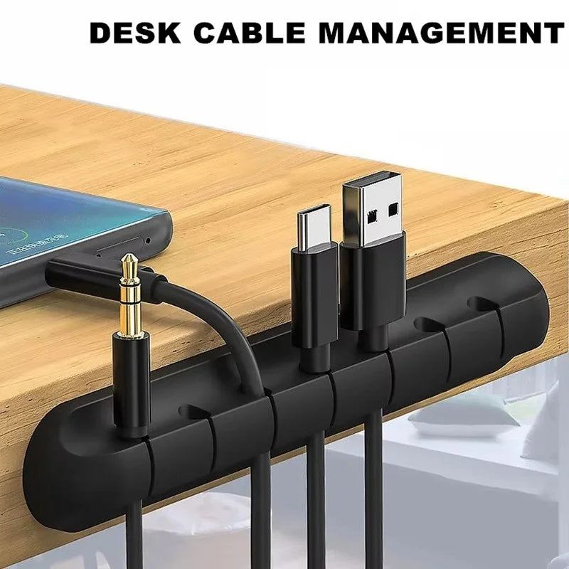 USB Cable Holder Clips Cable Cord Wire Organizer Silicone Desk Winder Desktop Tidy Management Holder Self-Adhesive Cable Clips Zpaxo