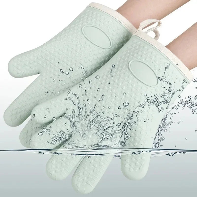 Silicone Oven Gloves – Heat-Resistant Five-Finger Kitchen Mitts Silicone Oven Gloves Zpaxo