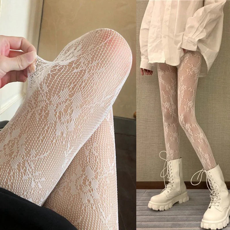 Lolita Sweet Girls Punk Floral Tights Colorful Thigh Stockings