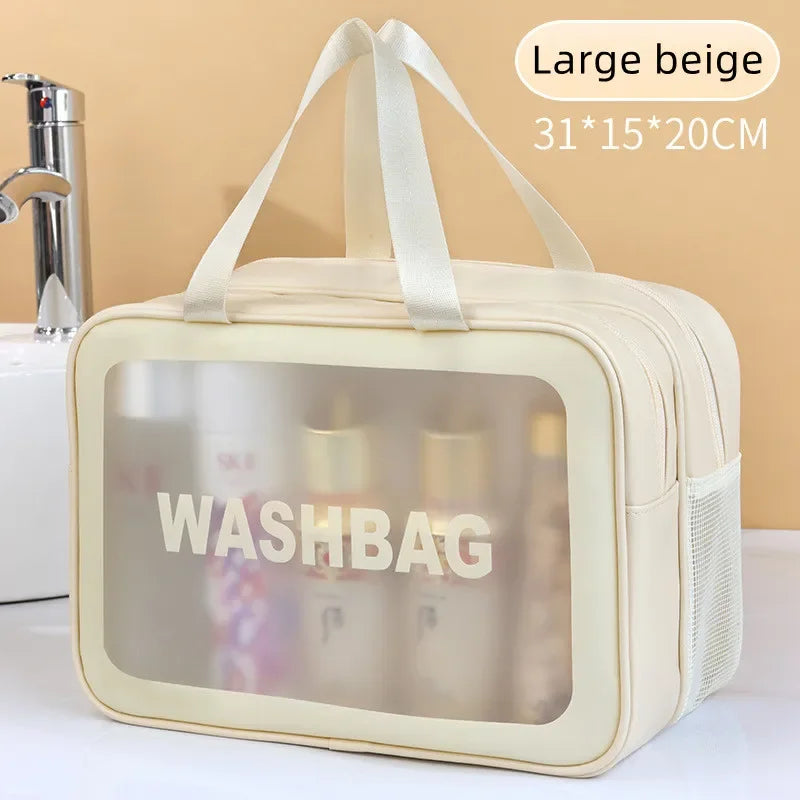 Dry-Wet Separation PU Mini Cosmetic Pouch – Travel & Gym Travel Cosmetic Pouch Zpaxo Large beige
