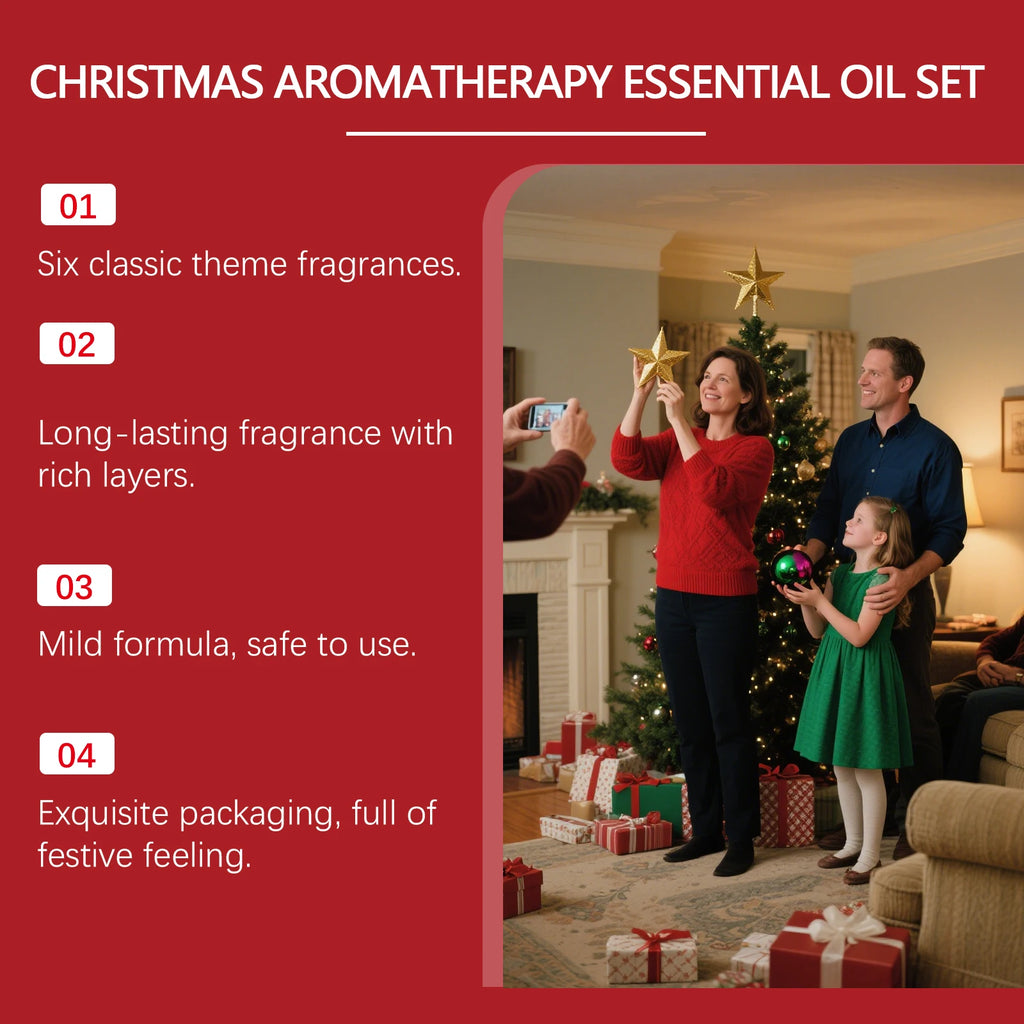 Christmas Essential Oil Set – 6 Festive Scents 6×10ml Gift Aromatherapy Essential Oil Zpaxo