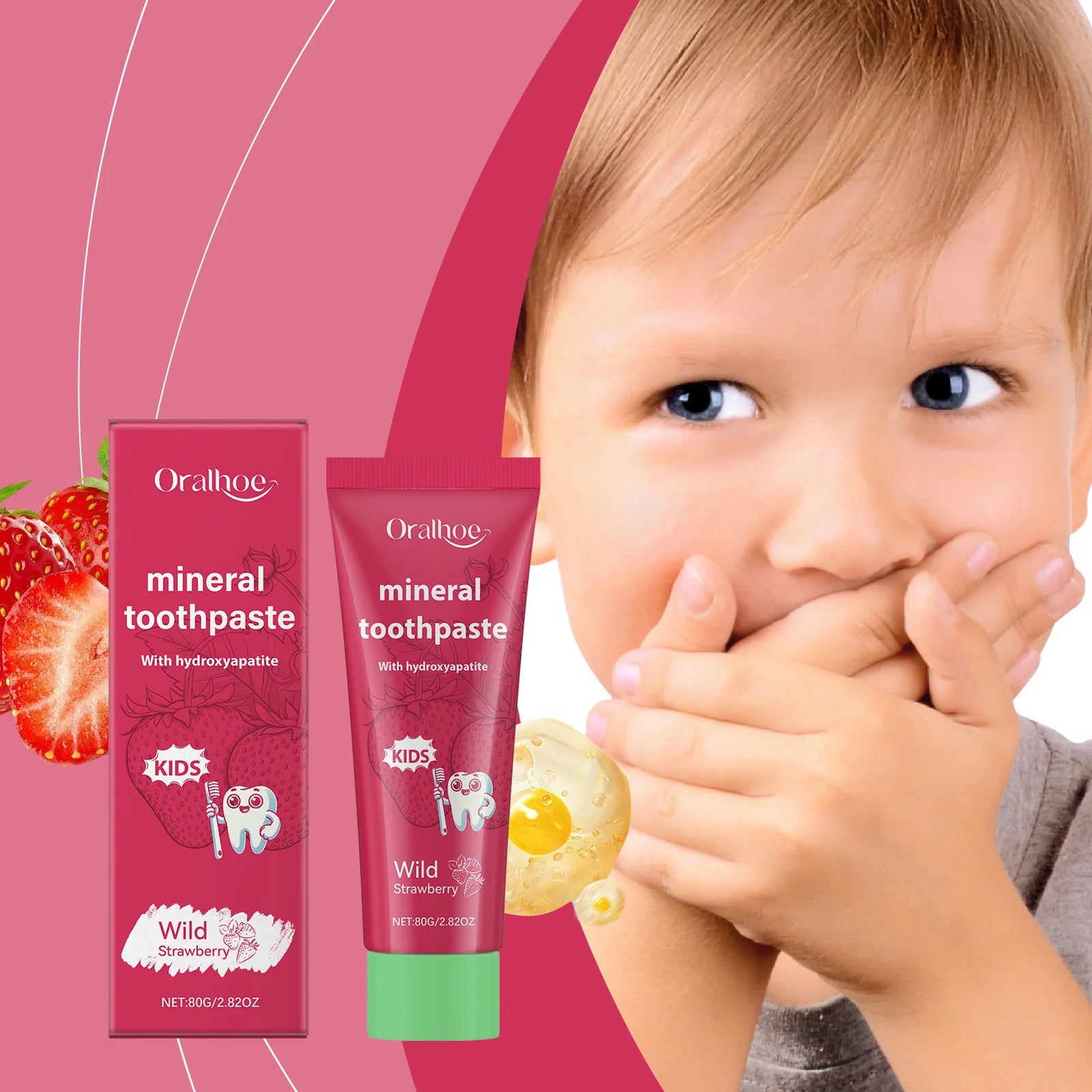 Oralhoe Strawberry Kids Toothpaste – Whitening & Enamel Care Kids Toothpaste Zpaxo