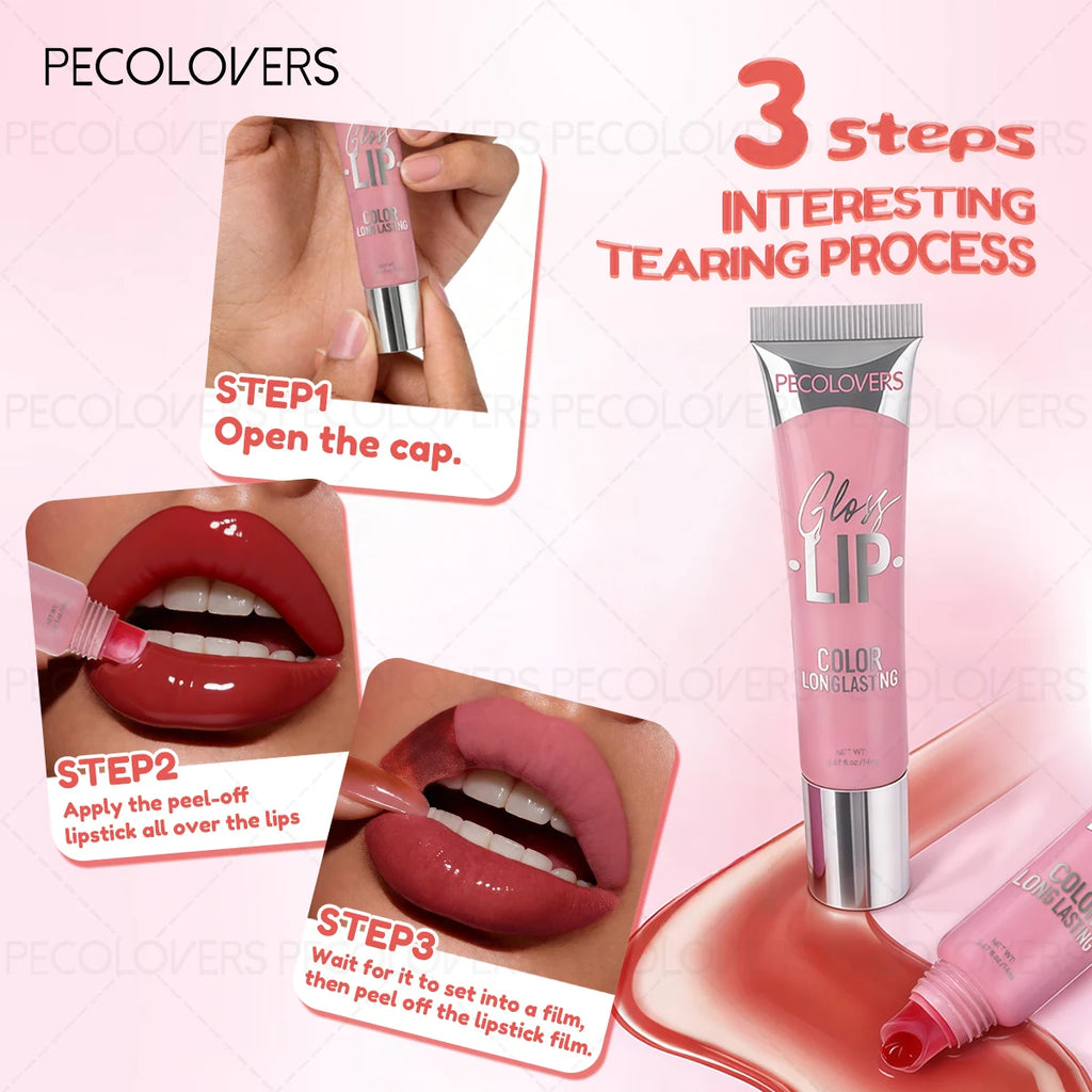 Tear Off Lipstick Lip Glaze Mouth Red Film Semi Permanent