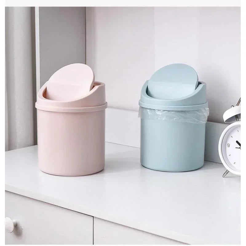 Portable Mini Desktop Trash Can Tube Design With Cover Waterproof Bedroom Office Workspace Garbage Storage Box Zpaxo