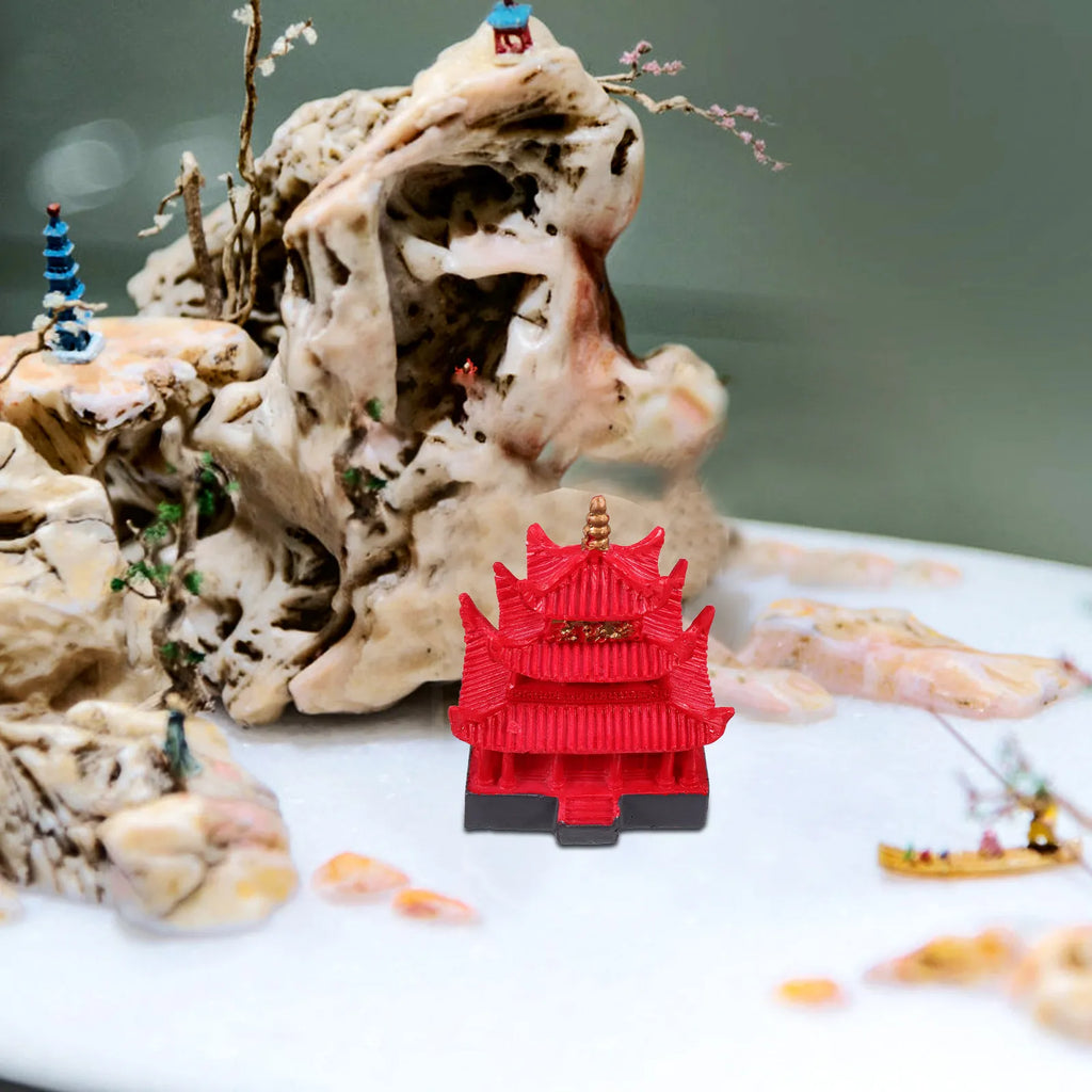 Fish Tank Resin Pagoda Tower Decoration Aquarium Hideout House Small