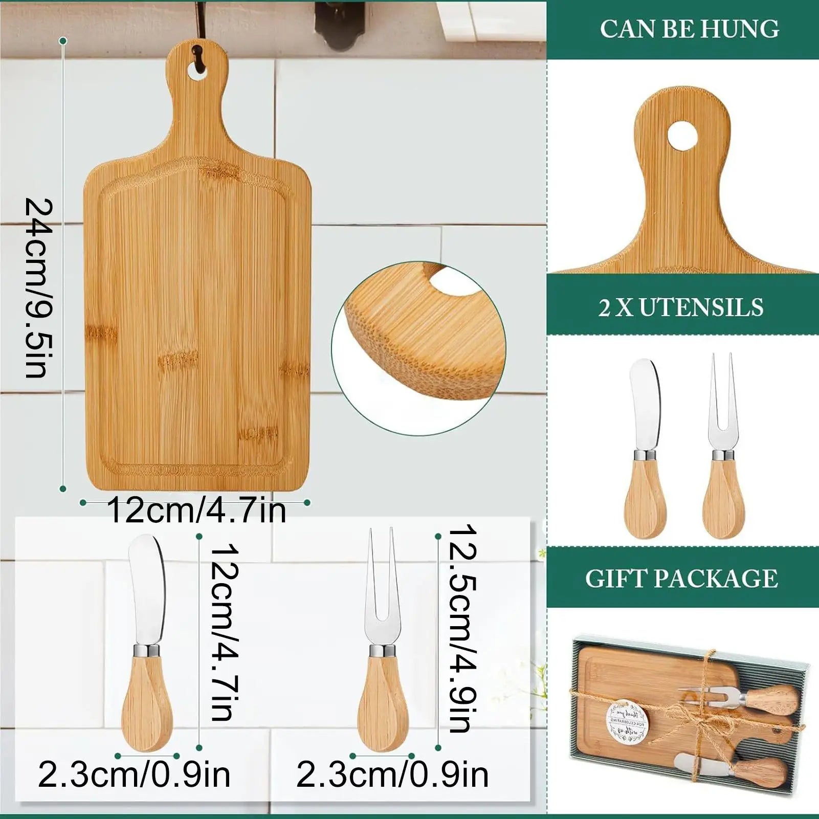 Charcuterie Board Cheese Servers Wooden Square Meat Tray Cutlery