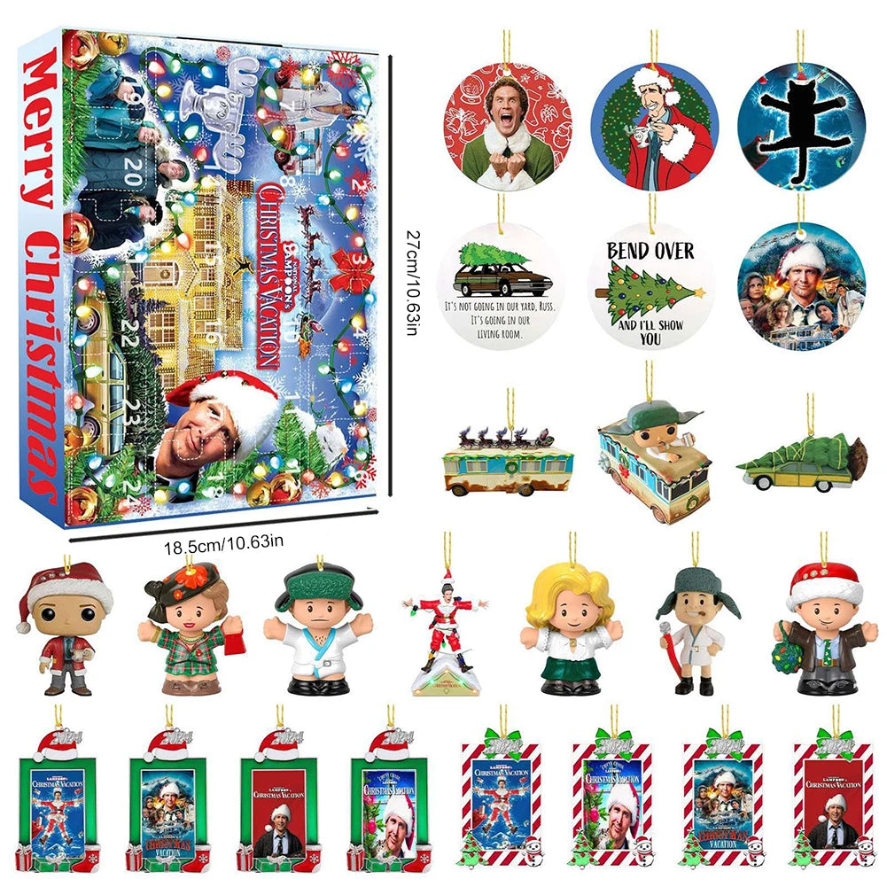 Christmas Classic Movie Advent Calendar Decoration 2024 Xmas Festival Theme Calendar Home DecorVacation Countdown Calendar Zpaxo