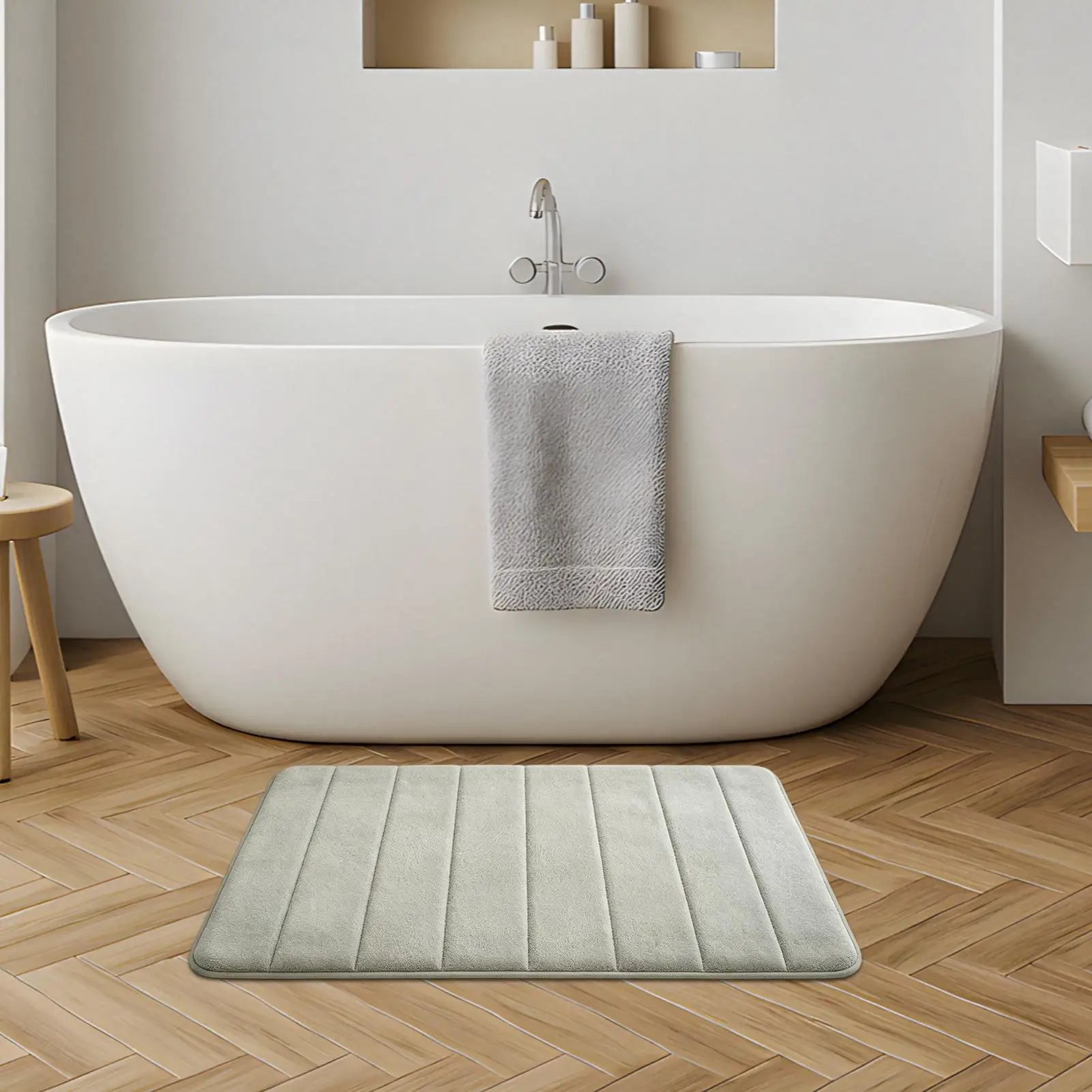 Coral Fleece Bath Mat Absorbent Non-slip Bathtub Rug Quick Dry Home