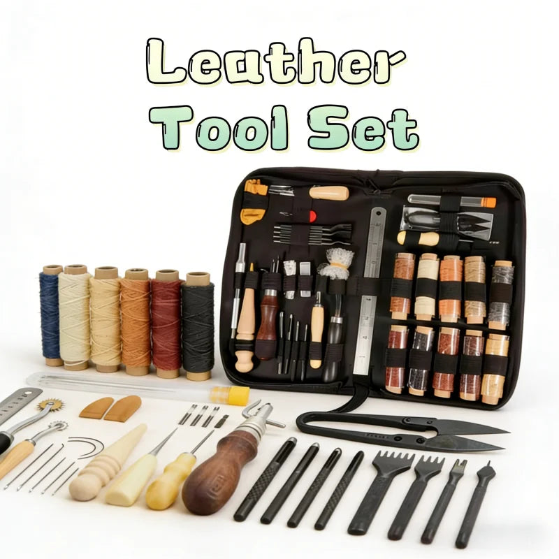 DIY leather making tool set, leather repair and sewing thread, leather craft punching tool combination, with storage bag Zpaxo PG 2272