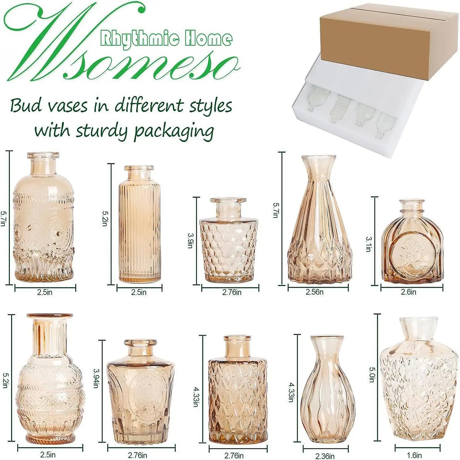 10Pcs Glass Bud Vases Cute Mini Flower Vases Centerpieces Fashion Home Decor Zpaxo