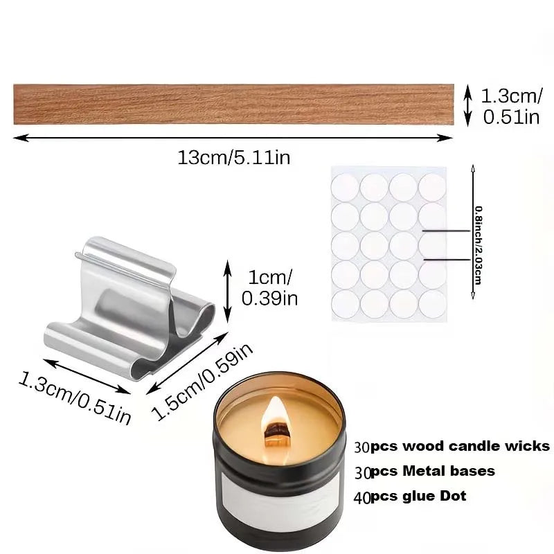 DIY Candle Making Kit - with Natural Wood Wicks, Metal Stands & Glue Dots for Crafting Zpaxo