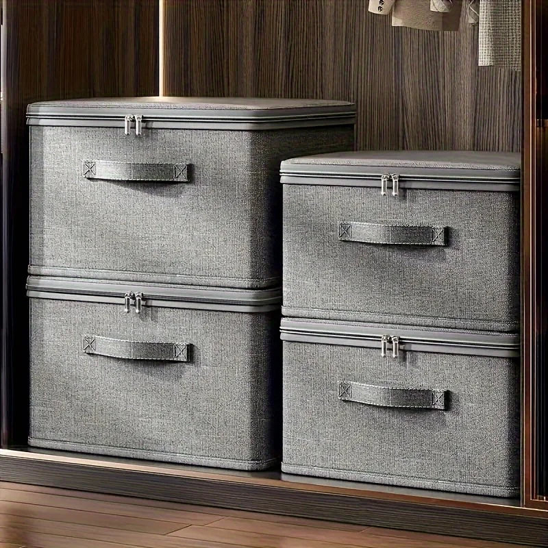 Stackable Storage Box Organizer Toys Books Grey Foldable Design Home