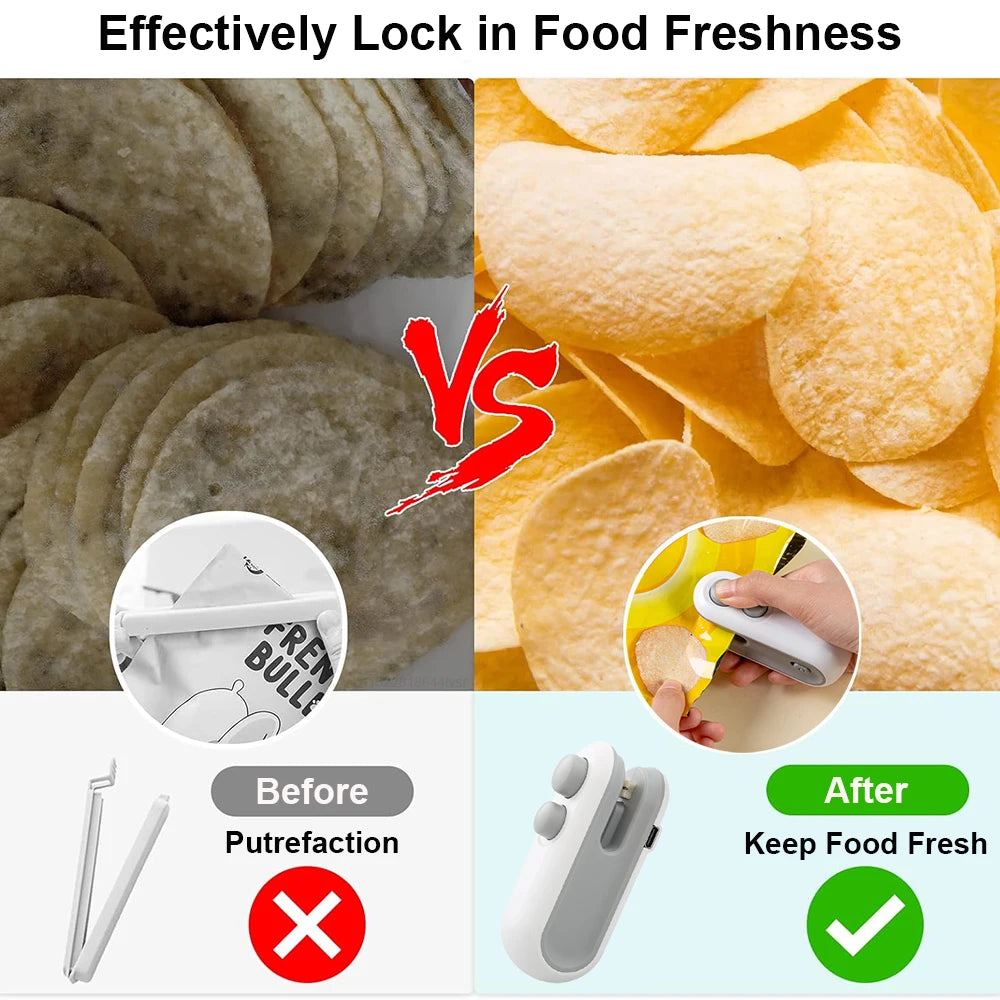Mini Heat Bag Sealing Machine Package Sealer Bags Plastic Food Clip