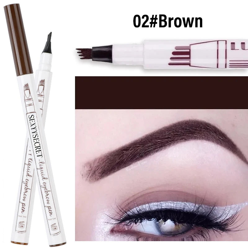 1- 4-Fork Head Eyebrow Marker Pencil Waterproof Microblading Thin