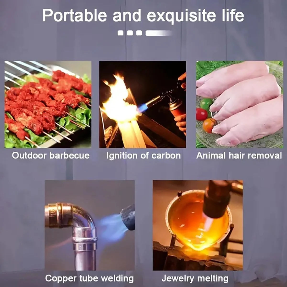 Camping Baking Barbecue Gas Torch Welding Fire Maker Lighter Butane Burner Flame Metal Flame Gun WeldingTorch Lighter Heating Zpaxo
