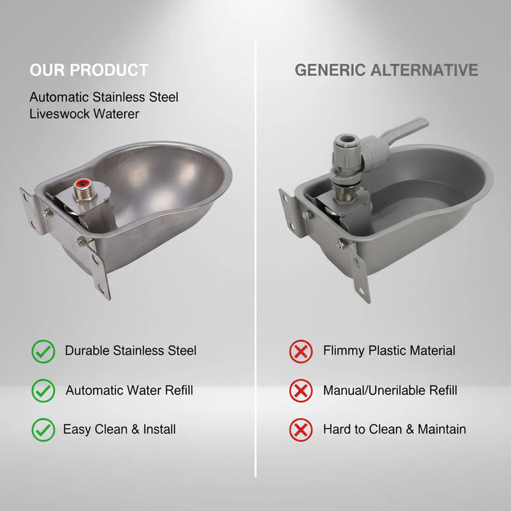 Automatic Sheep Water Bowl Sheep Water Feeder Stainless Steel Livestock Waterer Water Dispenser for Sheep Goat Calf Zpaxo