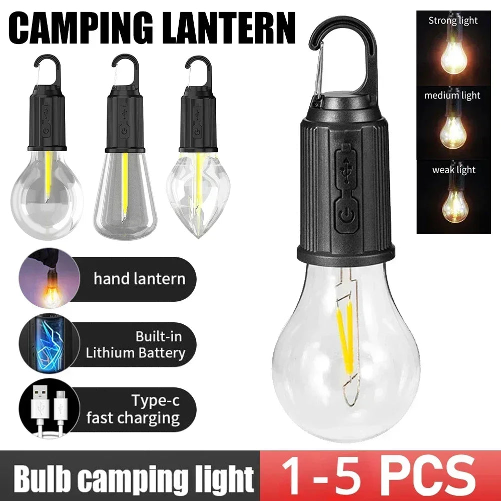 LED Camping Tent Light – USB-C Rechargeable, Waterproof, 3 Modes